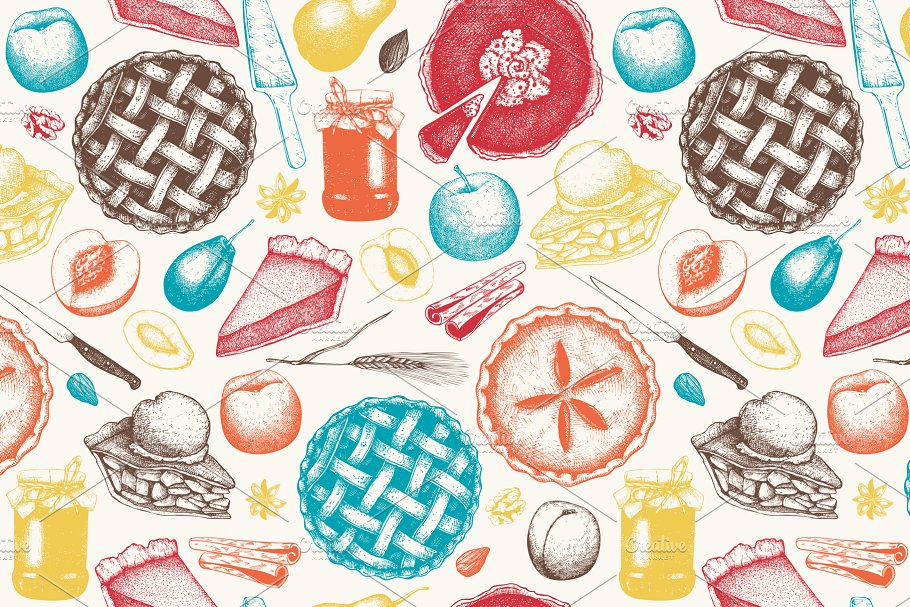 水果糕点及甜点插画设计套件 Fruit Pastries & Desserts Set插图7