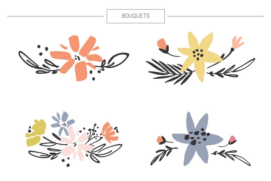 超级手绘花卉&叶子元素大礼包 Floral mega-bundle: 1267 elements插图4