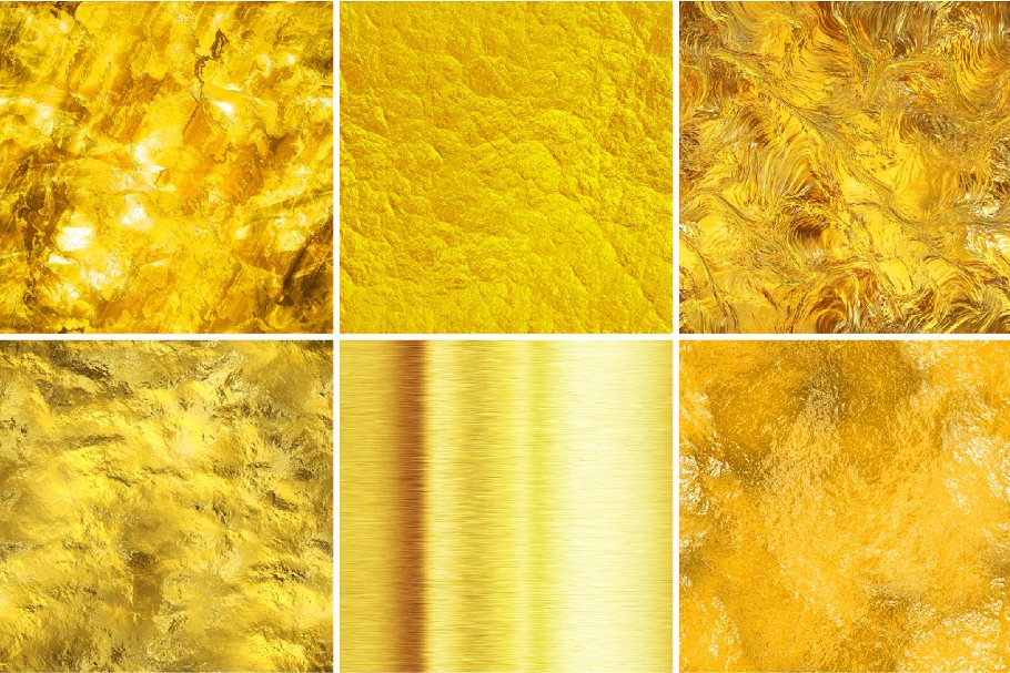 16款无缝金箔纹理 16 seamless gold textures. High res.插图(2)