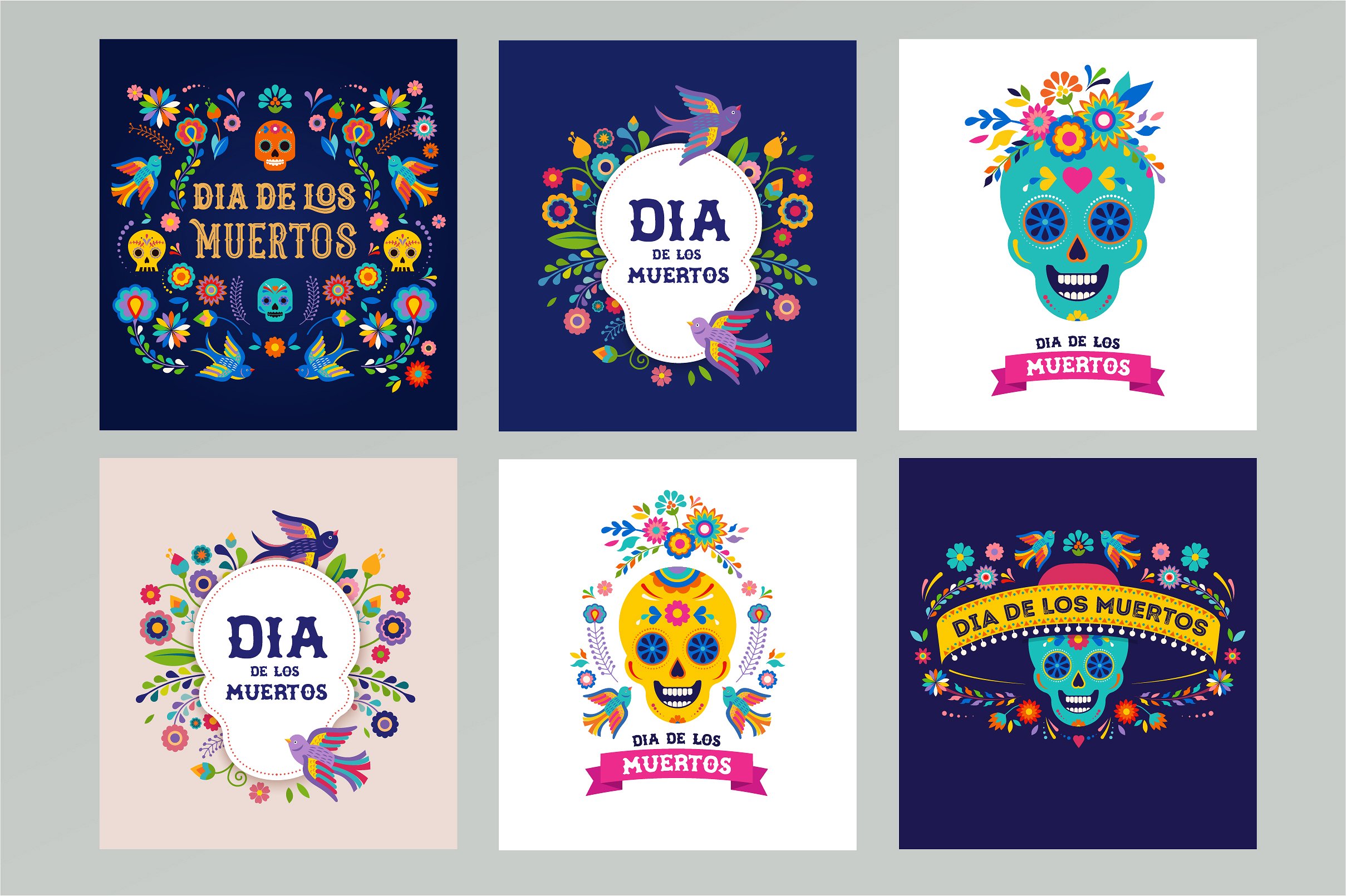 墨西哥亡灵节马克笔手绘插画 Day of the Dead – Mexican collection插图3
