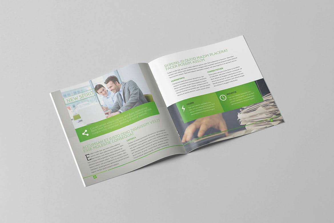 企业宣传精装画册版式设计INDD模板下载 Light Business Square Brochure插图9