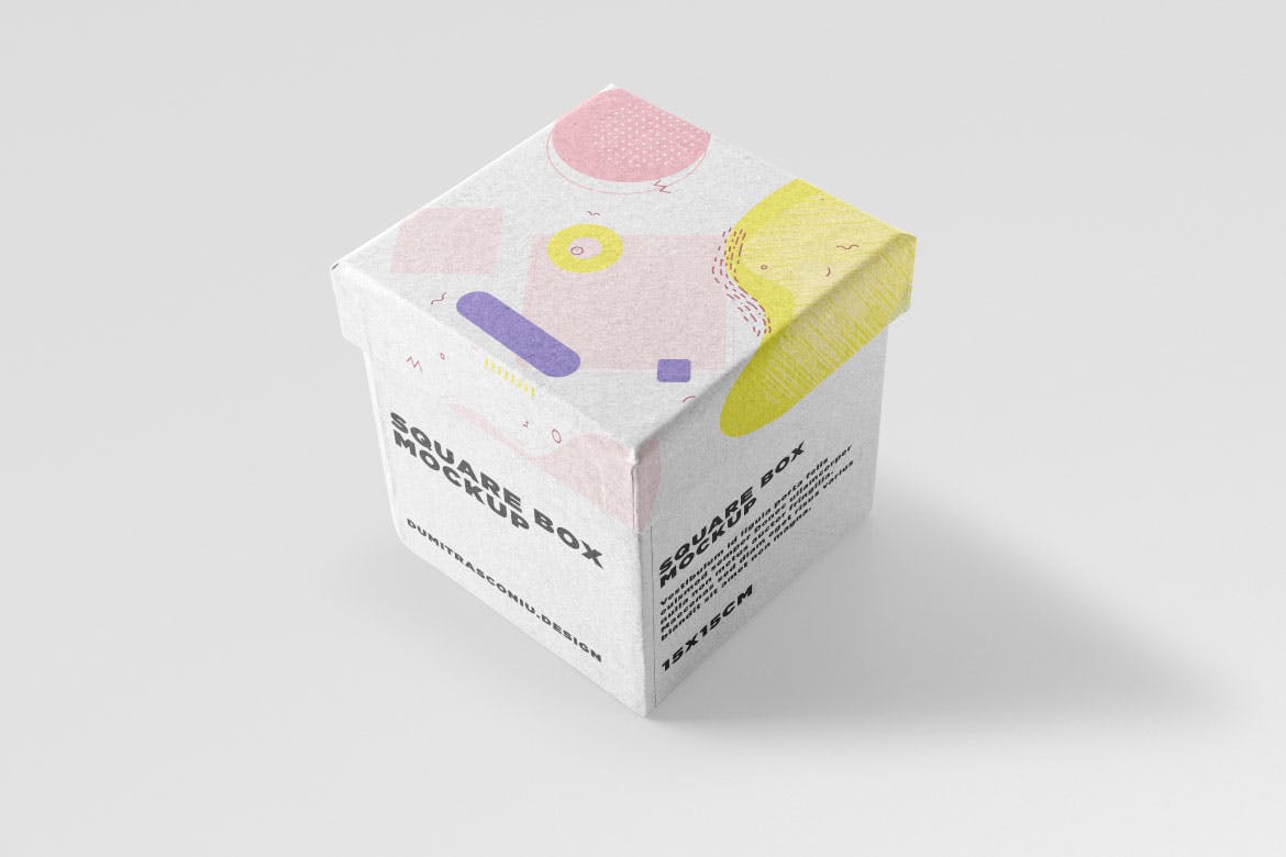 牛皮纸方盒快递纸箱设计效果图样机 Kraft Cube Box插图(1)