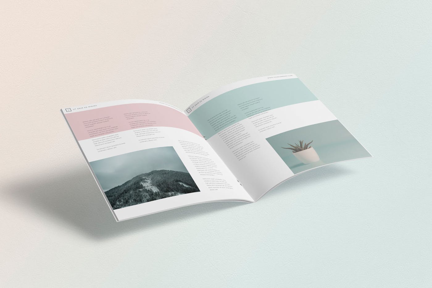 方形小册子企业画册杂志设计效果图样机 Square Brochure – Magazine Mock-Up插图(3)