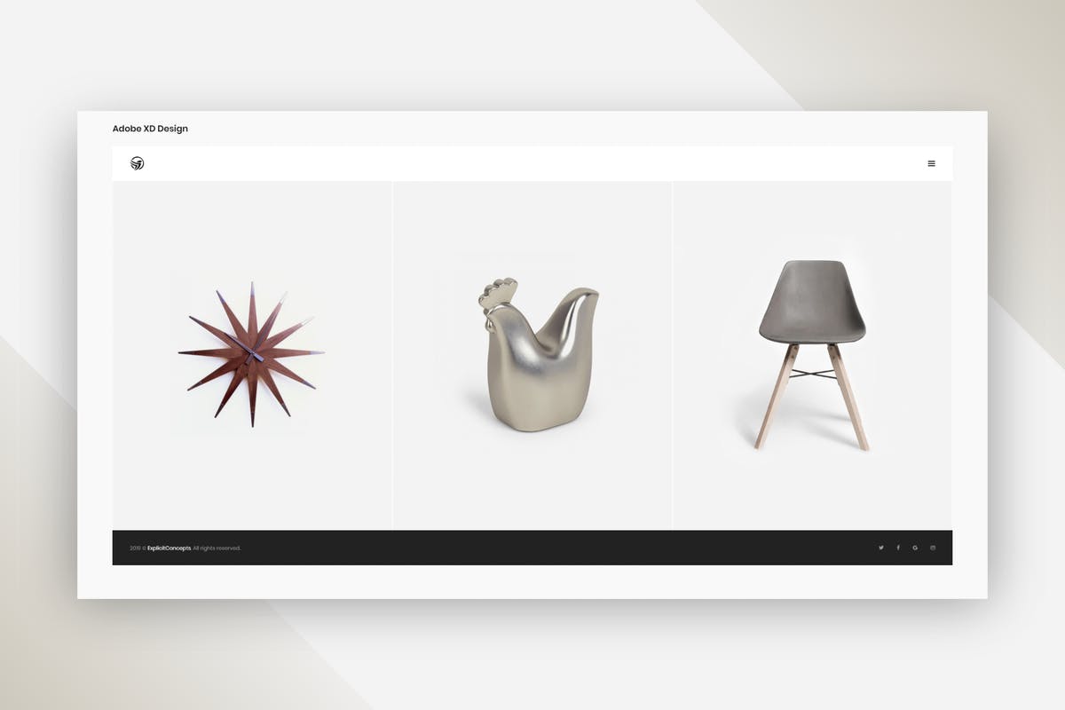 创意工艺品展示着陆页UI模板 for XD Portfolio Carousel – Adobe XD插图