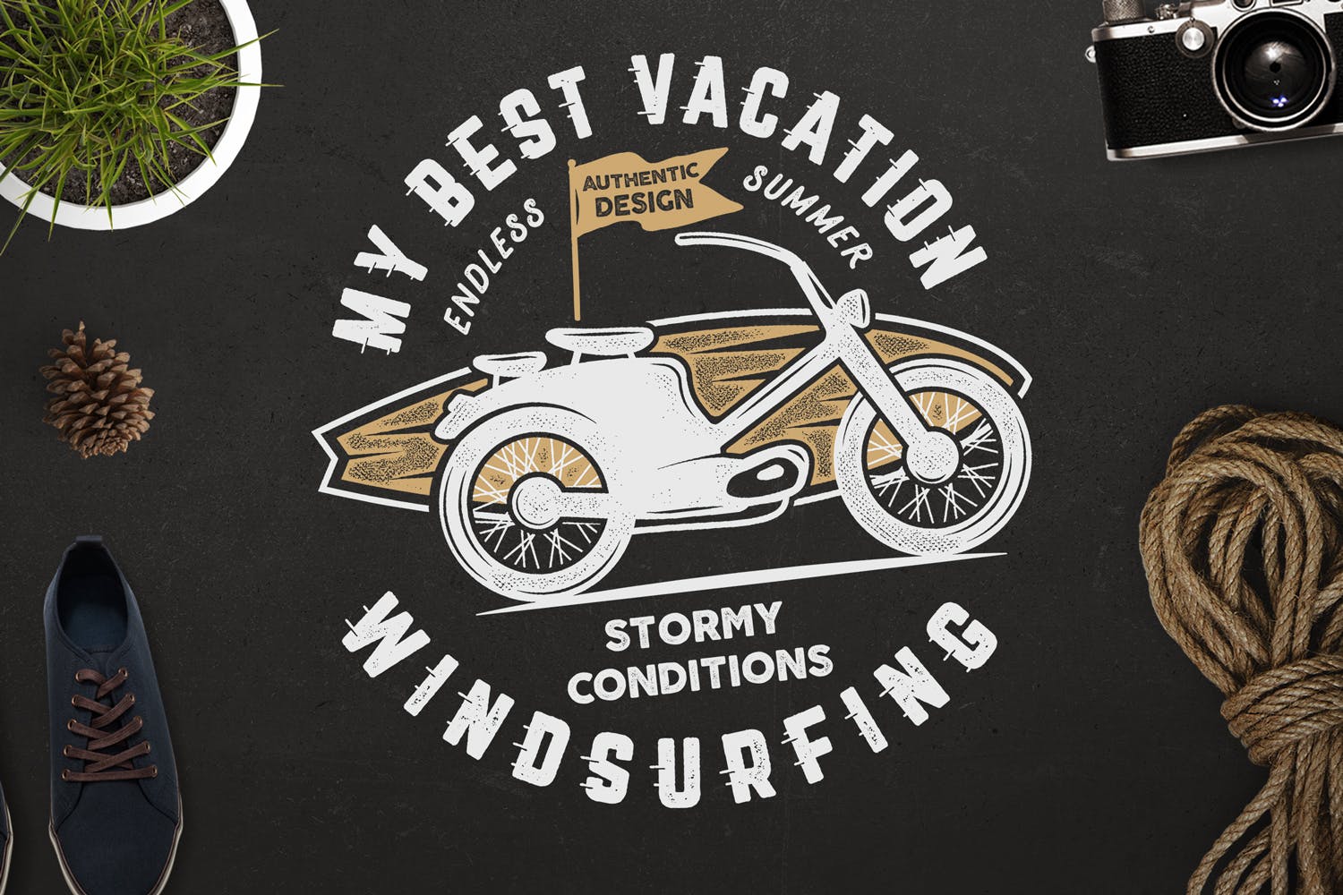 复古冲浪图案T恤印花设计素材 Surfing Retro Graphics Prints TShirt, Summer Label插图2