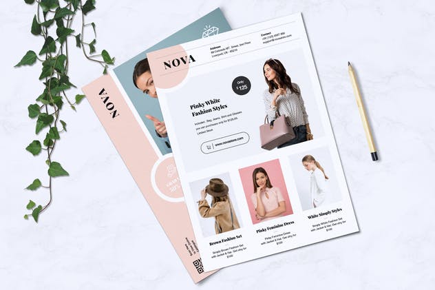 极简主义时尚行业品牌宣传传单设计模板 NOVA Minimal Fashion Flyer插图1