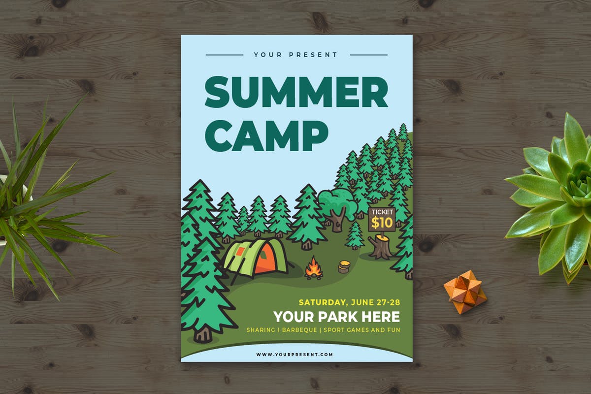 夏令营活动广告海报设计模板v3 Summer Camp Flyer vol.3插图