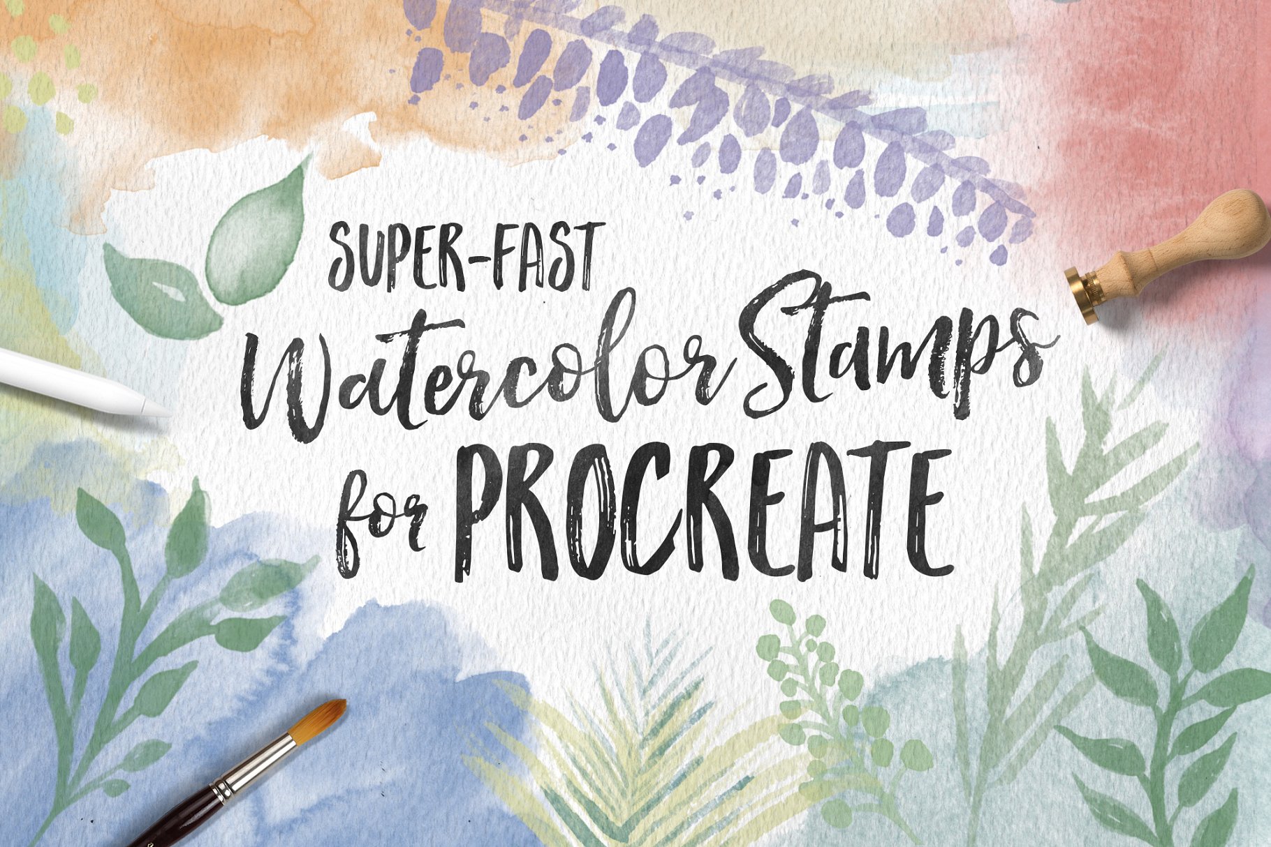 Procreate应用专用水彩印章笔刷 Watercolor Stamps for Procreate插图
