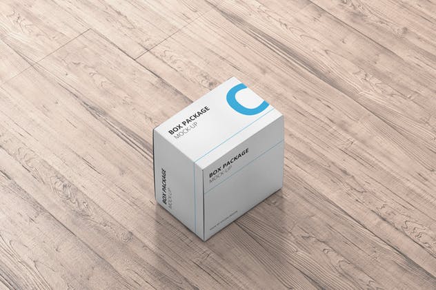 纸质包装盒外观设计样机模板 Package Box Mock-Up – Flat Square插图(3)