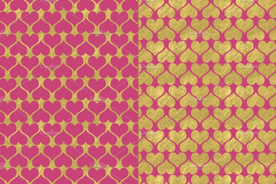 玫瑰粉红金属金箔曲线形状图案 Pink and Gold Foil Backgrounds插图(1)