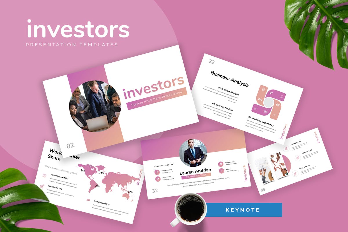 投资者初创企业Keynote幻灯片模板 Investors – Startup  Keynote Presentation插图