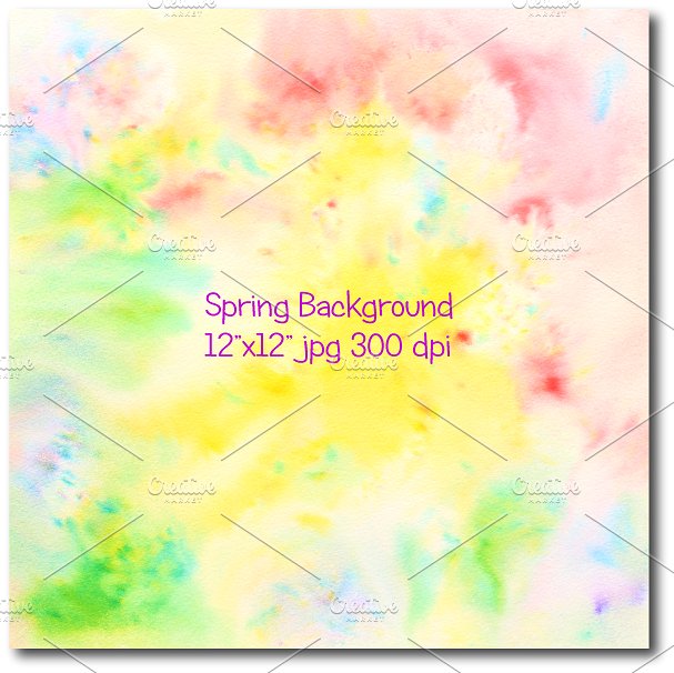 手绘抽象水彩画背景  Abstract Spring Background插图(3)