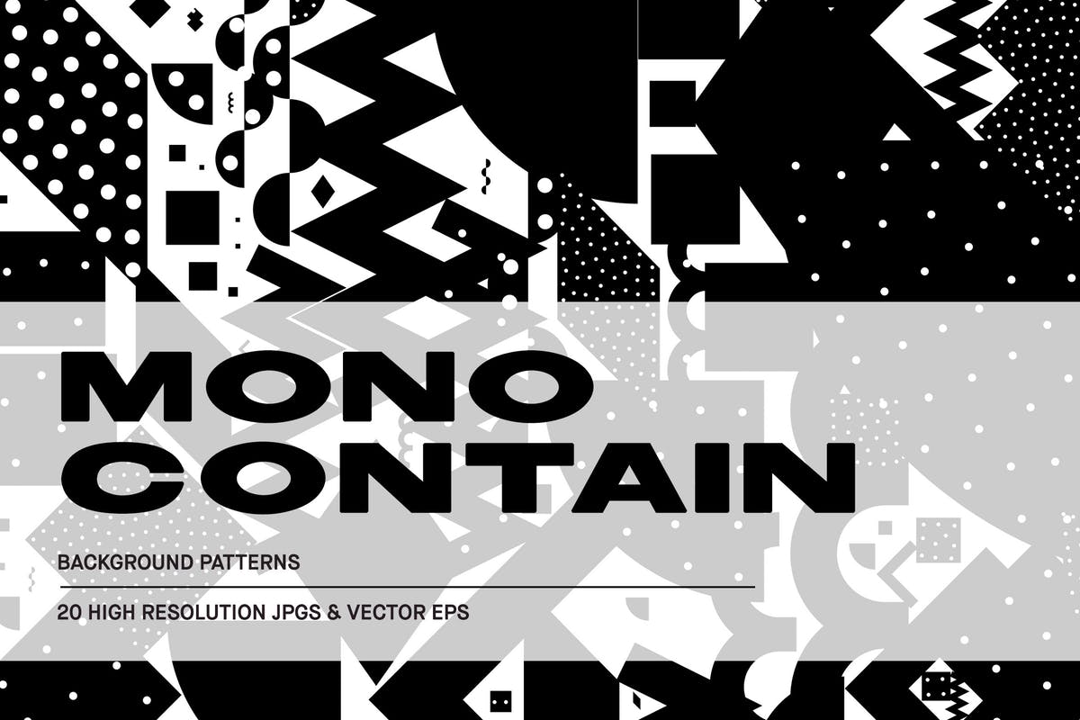 20款黑色抽象图形背景 Mono Contain – Background Patterns插图