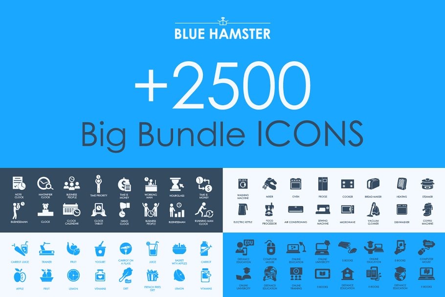 超级图标合集[127个分类，2500+枚图标] BLUE HAMSTER Icons Library插图