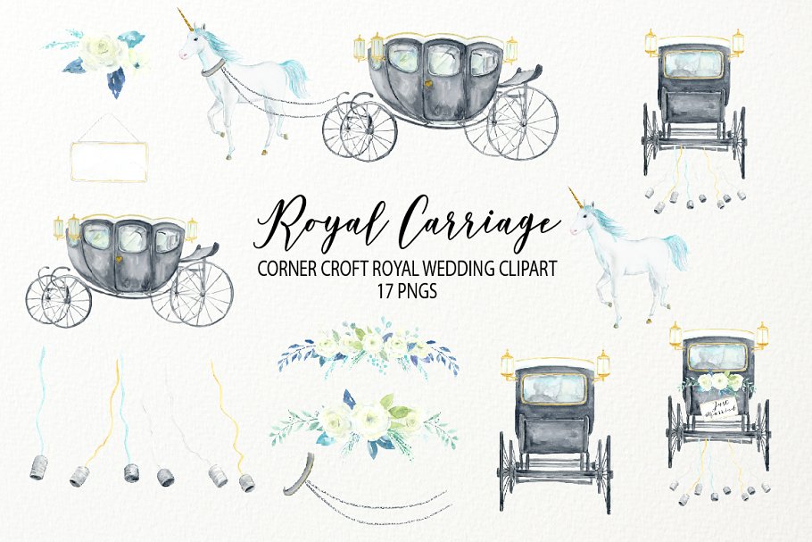 童话故事皇家马车水彩手绘插图 Royal Carriage Illustration插图(1)