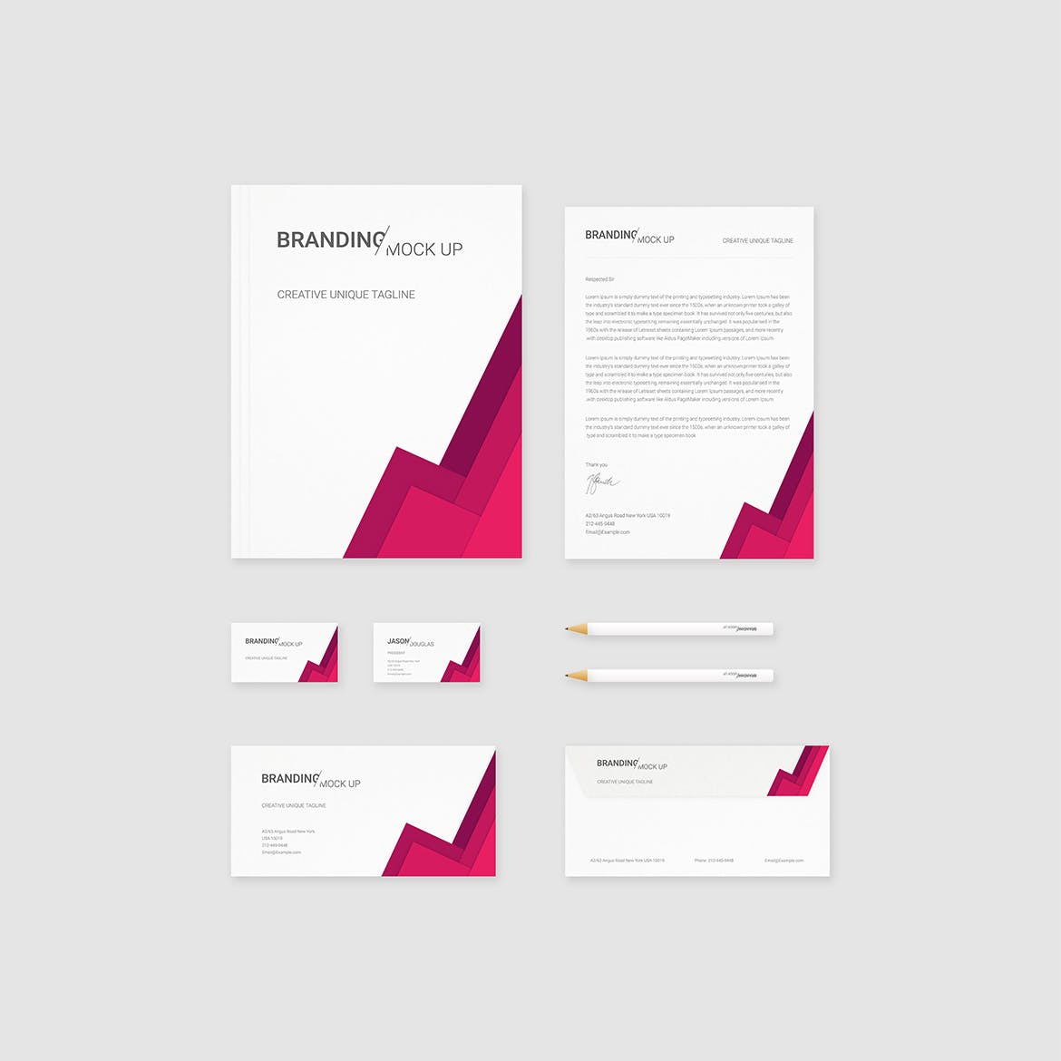 企业VI标识设计预览办公用品套件样机 Branding Identity – Material Triangle for Psd插图(3)