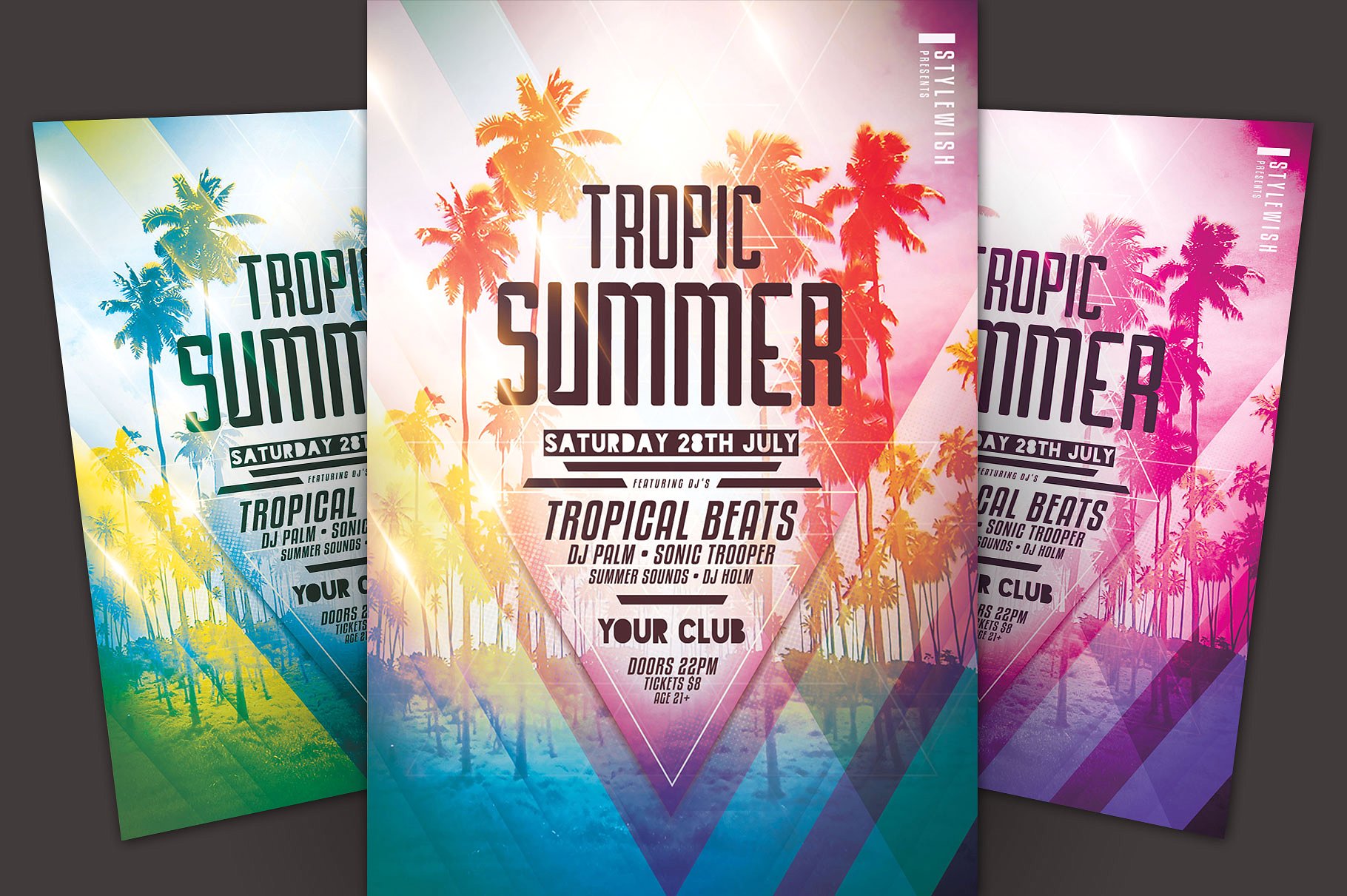 热带夏季活动海报传单模板 Tropic Summer Flyer Template插图