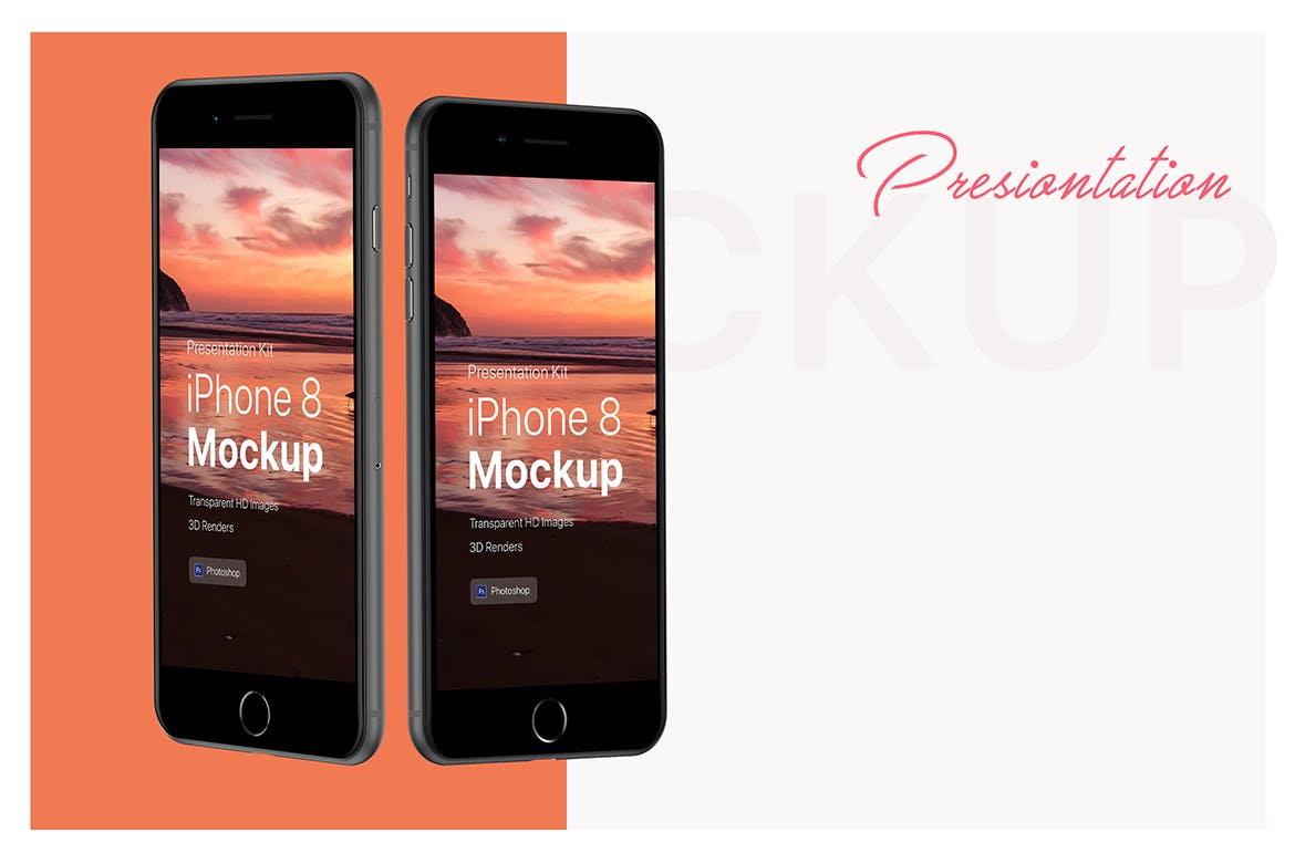 APP界面设计截图预览iPhone 8手机样机模板v3 Presentation Kit – iPhone showcase Mockup插图2