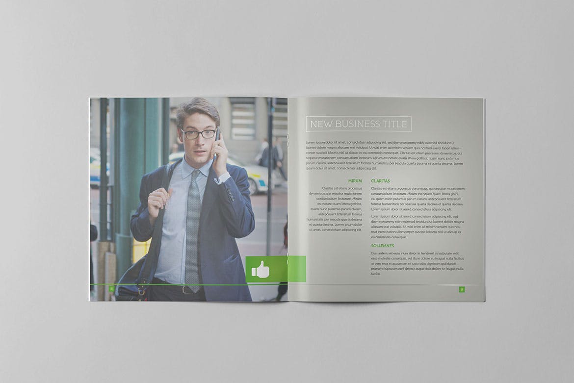 企业宣传精装画册版式设计INDD模板下载 Light Business Square Brochure插图6