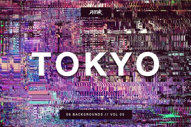 东京城市照片信号故障效果背景图片v05 Tokyo| City Glitch Backgrounds | Vol. 05插图1
