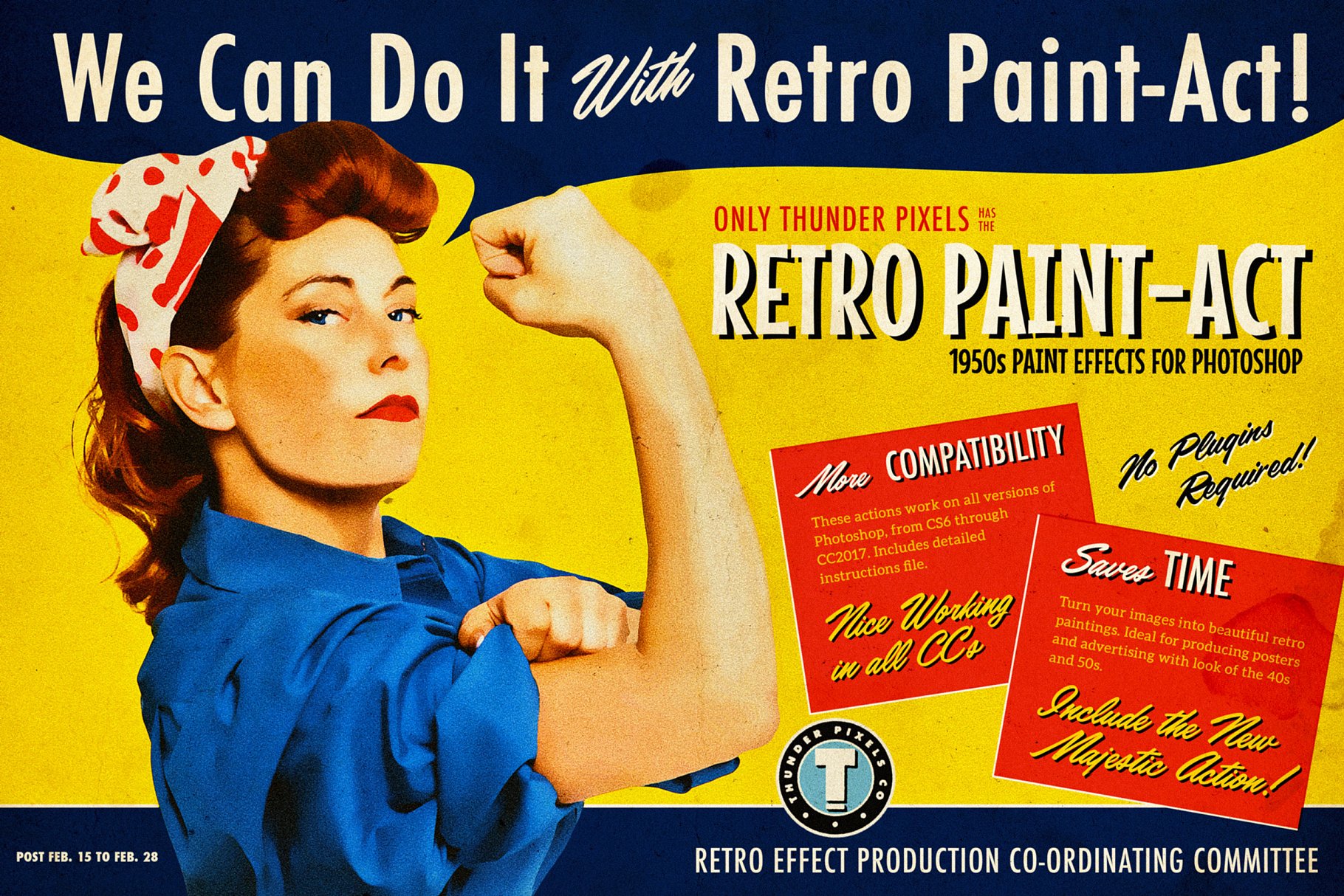 复刻旧时代杂志和电影海报印刷效果PS动作 Retro Paint-Act – PS Action + Kit插图