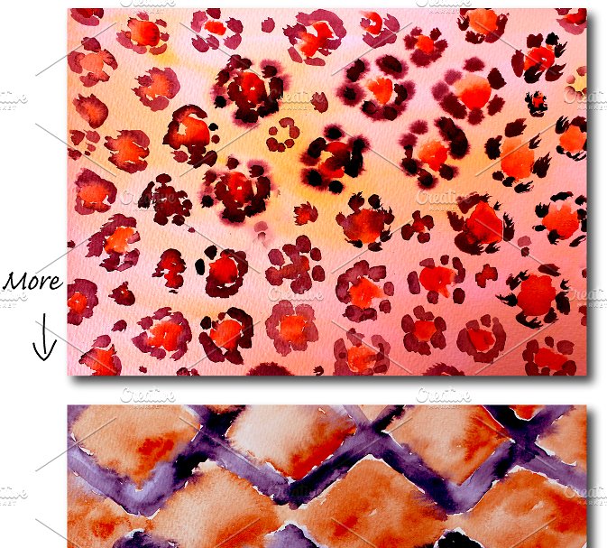 抽象水彩艺术动物皮肤图案 Watercolor animal skin pattern插图(1)