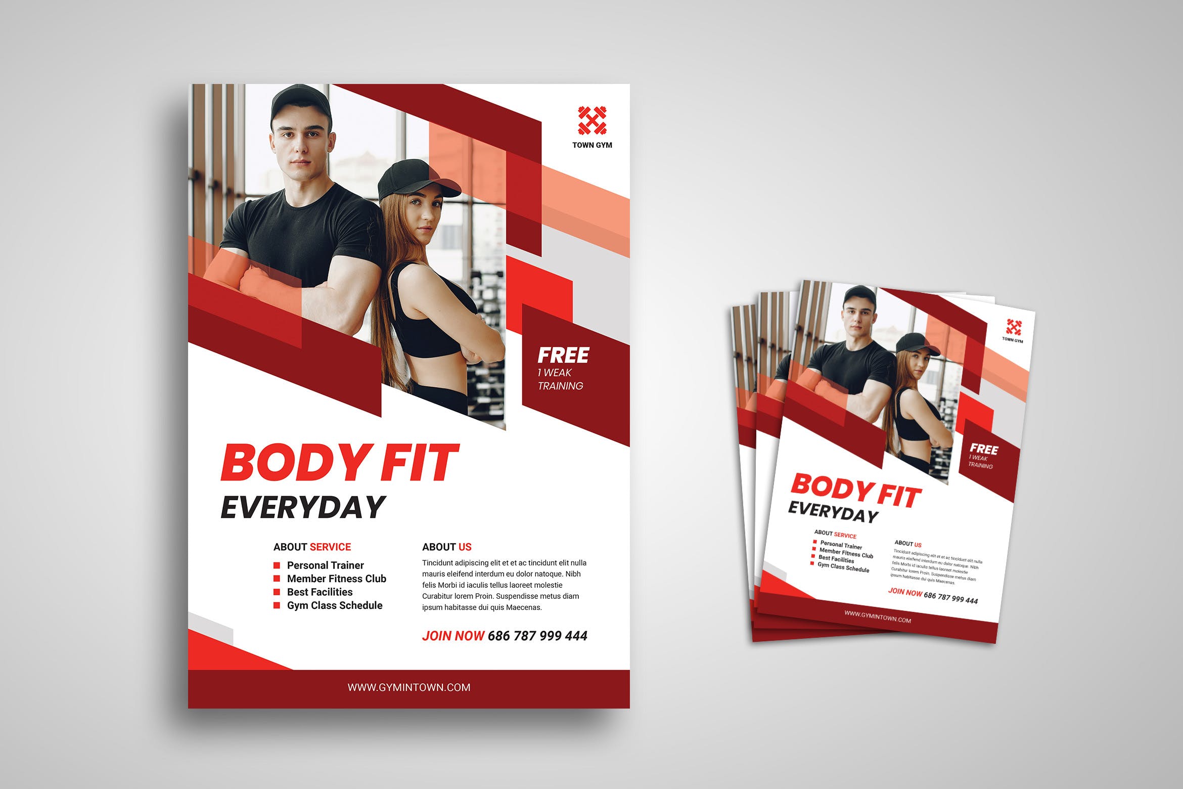 健身房私教培训海报设计模板 Body Fitness Flyer插图