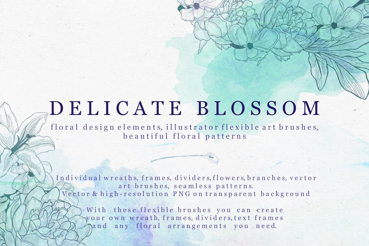 精致花卉矢量插画设计素材系列 Delicate Blossom Collection插图