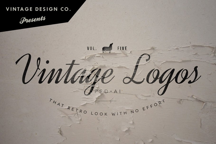 6个复古Logo模板及背景纹理 Vintage Logos – Volume 5插图