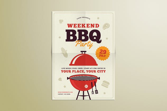 烧烤派对传单模板 Barbeque Party Flyer插图3