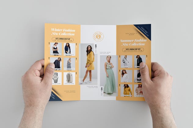 时尚店铺促销三折页传单设计模板 Fashion Sale Trifold Brochure插图4