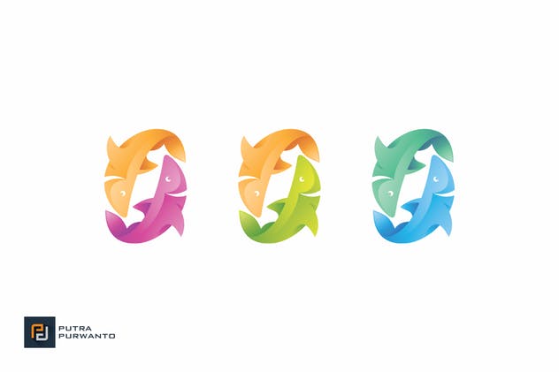 创意双鱼图形品牌Logo模板 Fish Brand – Logo Template插图(3)