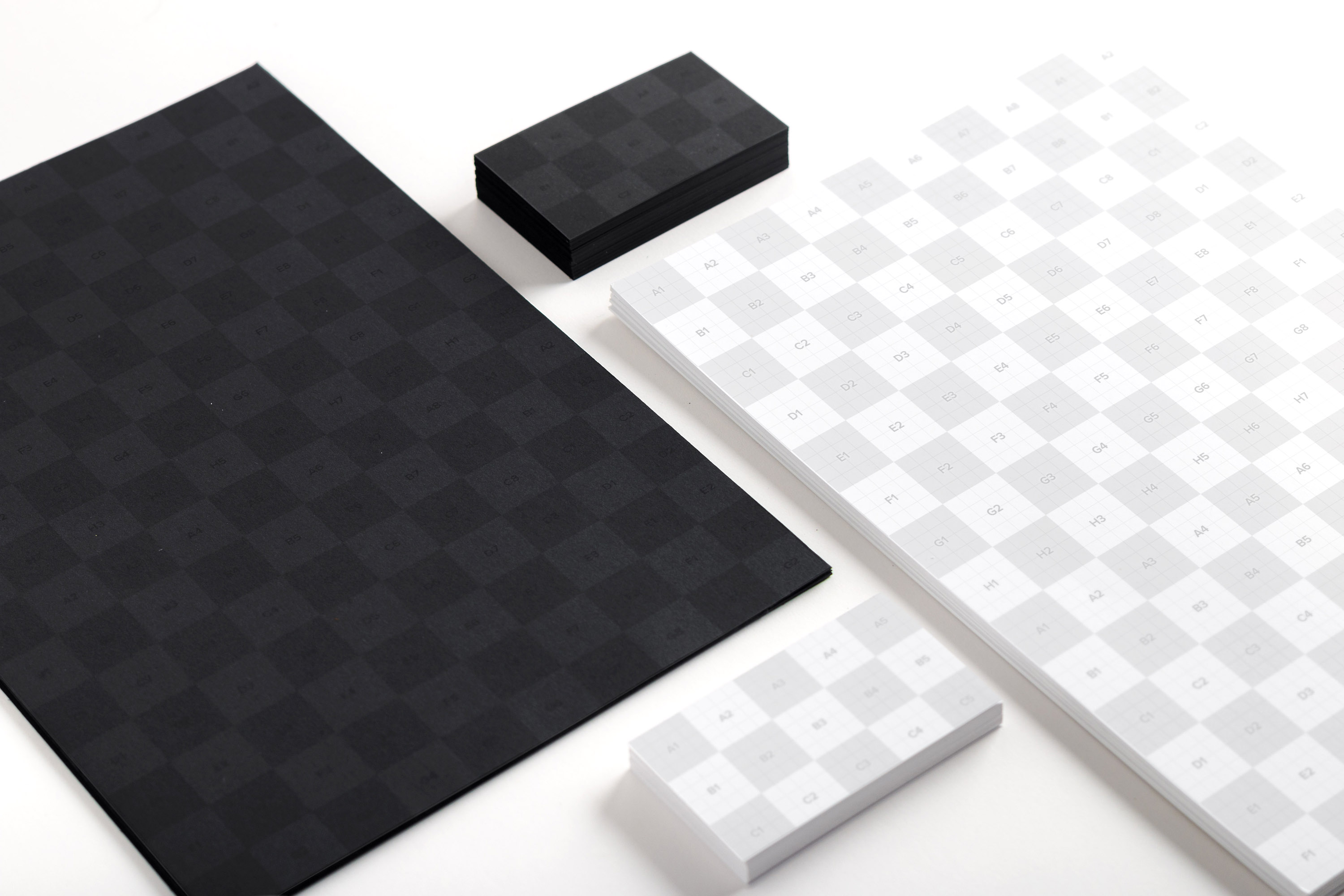 黑白两种风格海报&企业名片设计样机模板01 Black and White A4 and Business Cards Mockup 01插图1