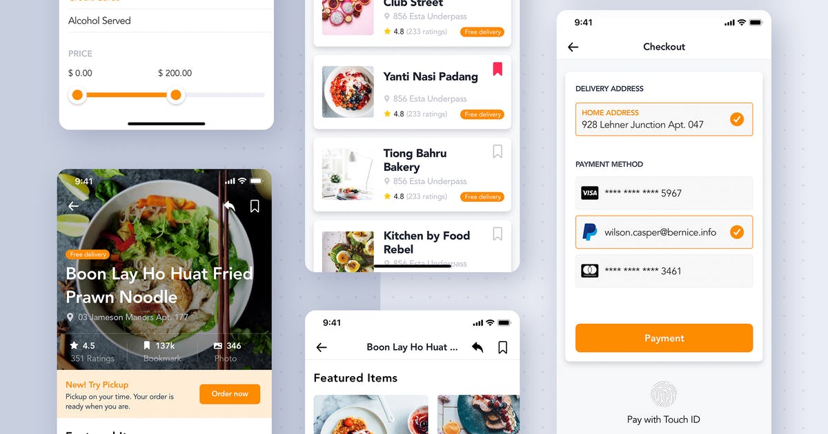 在线点餐APP应用UI设计套件 Online Restaurant Order Mobile App UI Kit插图