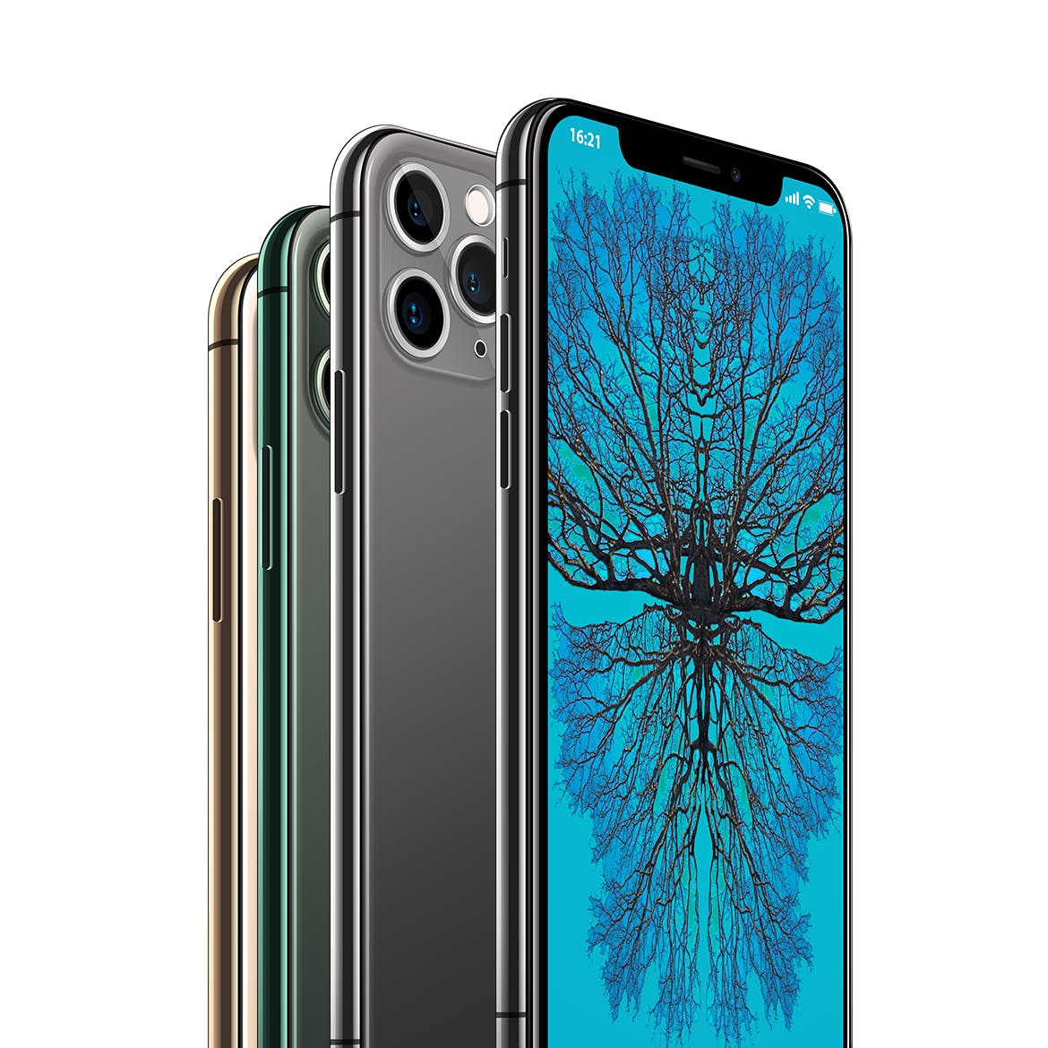 2019全新一代iPhone 11 Pro侧立面正反面视图样机模板 iPhone 11 Pro Layered PSD Mock-ups插图(1)