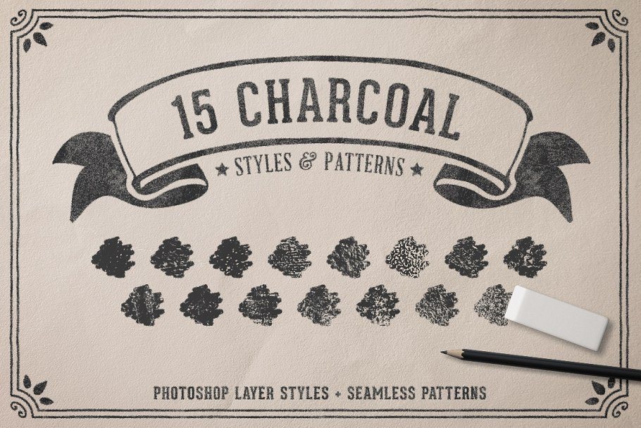 创意粉笔黑板画组件图层样式 Chalk & Charcoal Effects Volume 1插图(2)