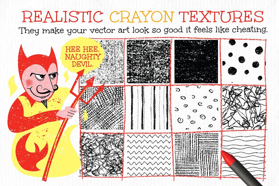 蜡笔纹理和设计元素 Crayon Textures and Design Elements插图3
