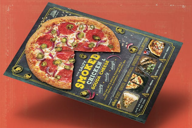 披萨广告促销海报传单设计 Pizza Promo Flyer插图3