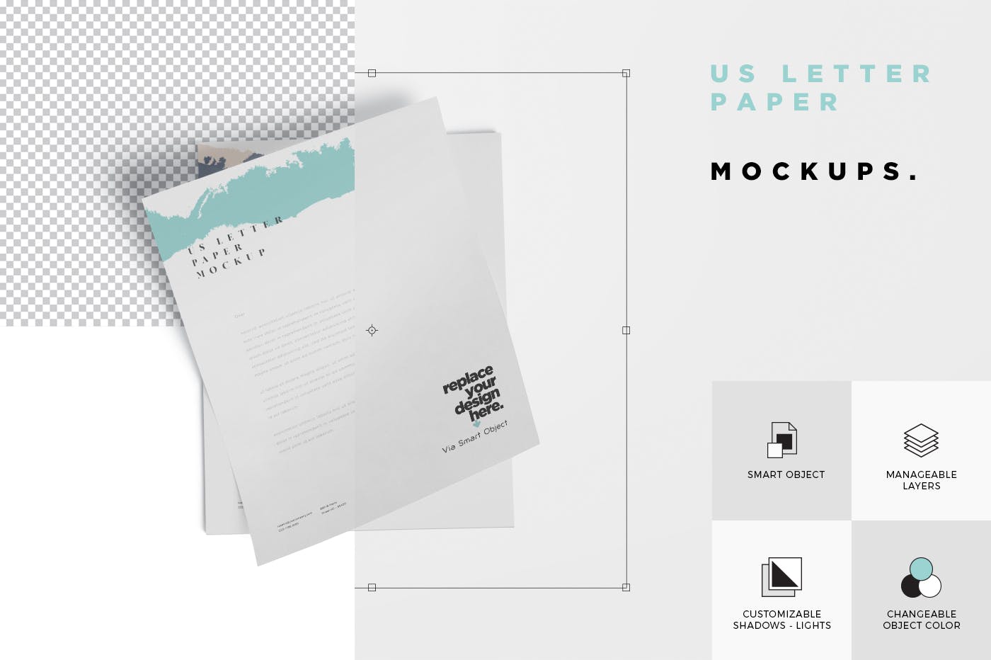 美国尺寸规格信纸设计样机模板 5 US Letter Paper Mockups插图(6)