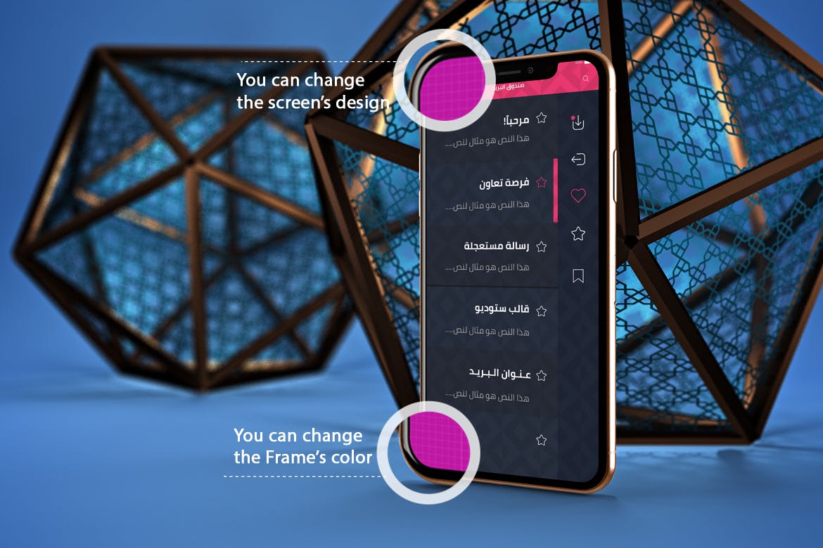 iPhone Xs智能手机屏幕设计预览样机模板 Arabic iPhone XS插图(1)