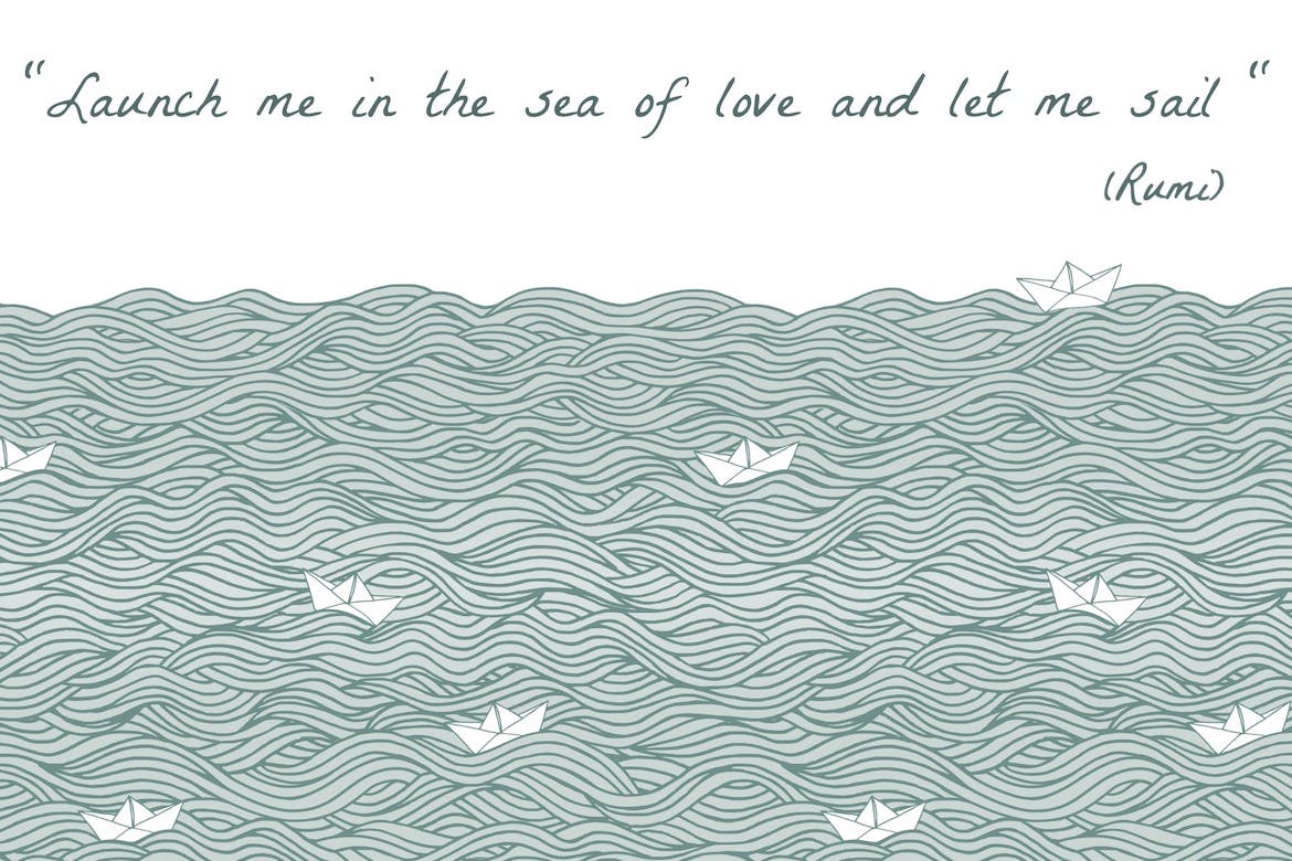 让我航行主题海浪手绘无缝图案纹理背景素材 Let me Sail – Seamless Pattern插图(3)