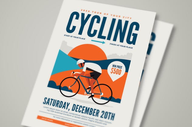 单车赛事活动海报设计模板 Cycling Event Flyer插图(2)