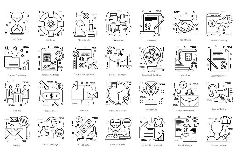 615枚扁平风线条图标合集 615 Flat Line Icons插图(5)