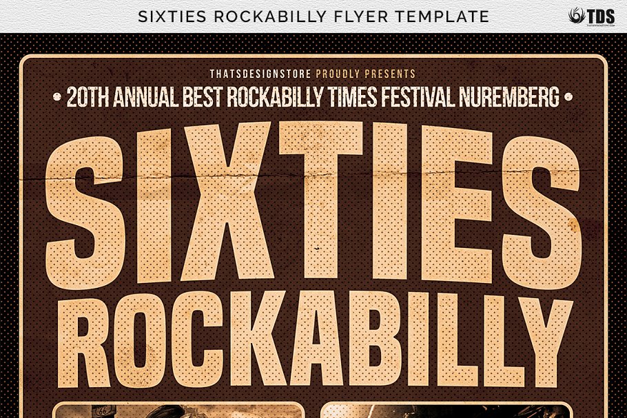 六十年代摇摆舞音乐会传单PSD模板 Sixties Rockabilly Flyer PSD插图(6)