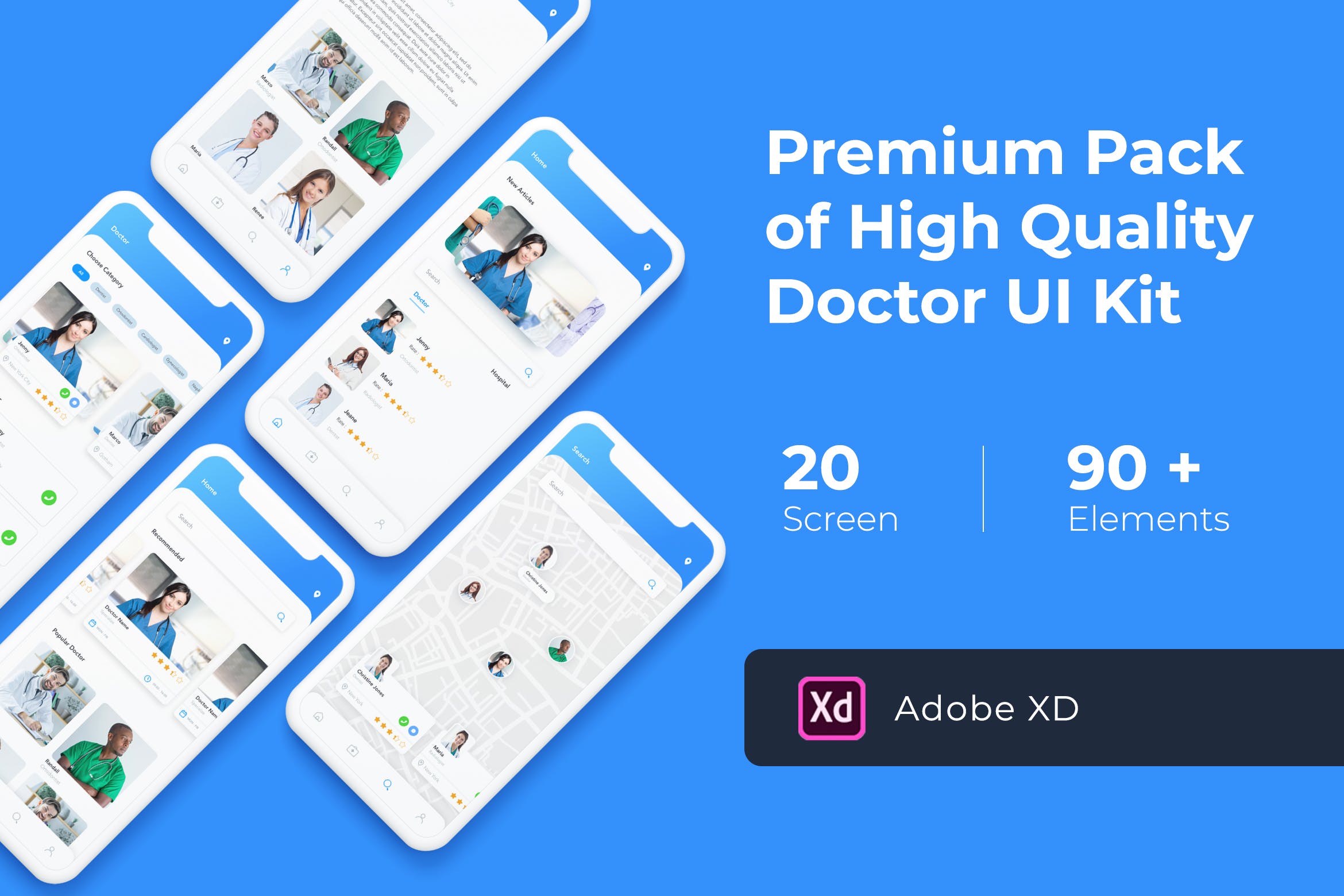 医生预约挂号APP应用UI设计套件for XD Doctor App UI KIT for XD插图