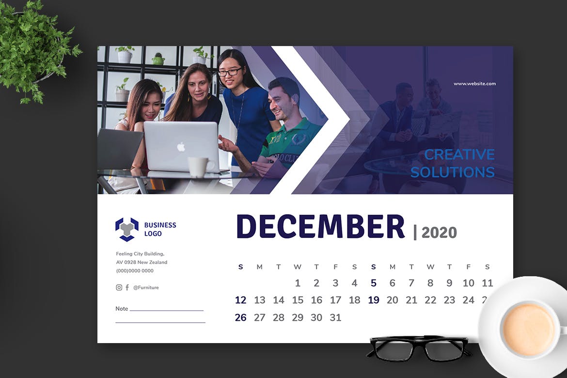 多用途企业定制2020年活页台历设计模板 2020 Multi Purpose Business Caelndar Pro插图6