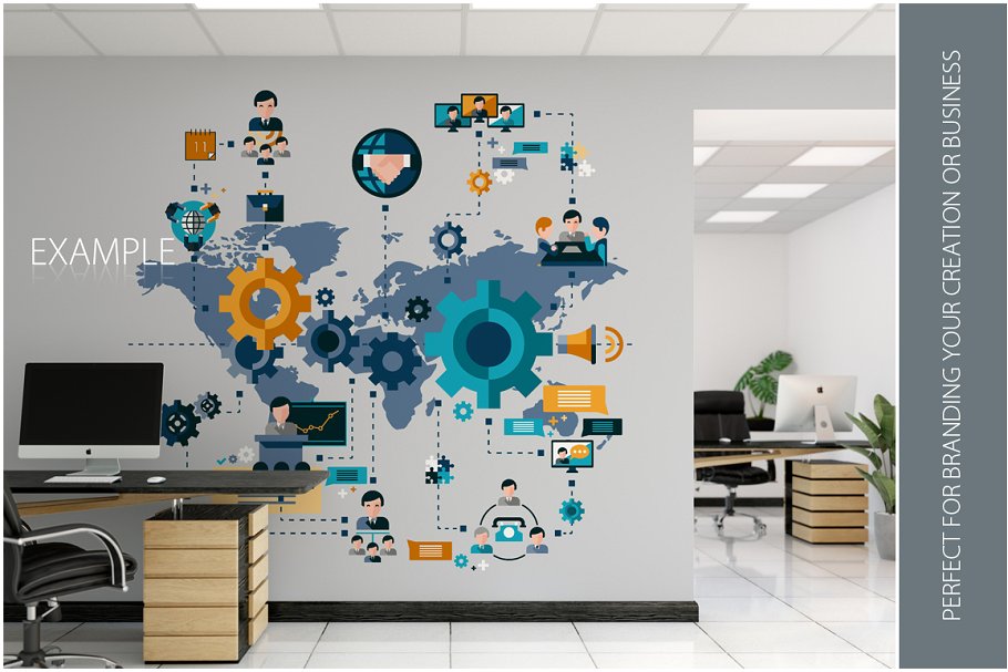 办公室墙纸设计样机模板合集 OFFICE Interior Wall Mockup Bundle插图11