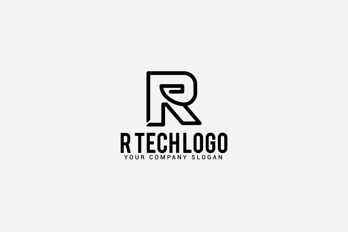 创意字母Logo模板系列之字母R R tech logo插图(1)