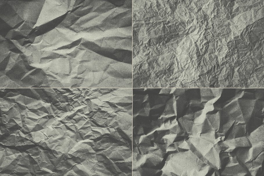 15款半色调皱褶纸张纹理 15 Crumpled Paper Halftone Textures插图6