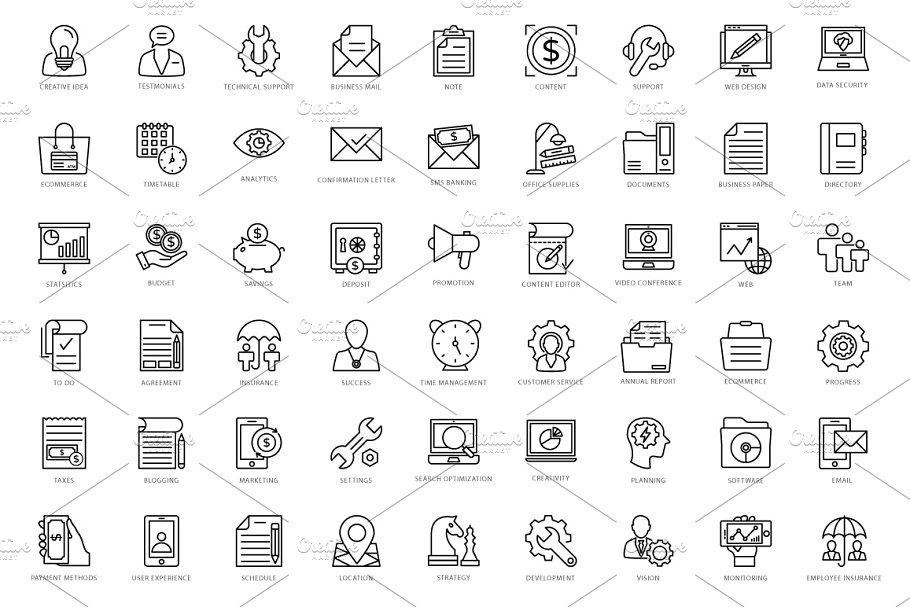 432个互联网领域Web线条图标 432 Web Line Icons插图(8)